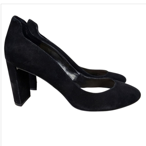 Nine West Journa Closed Toe Suede Classic Pump Heel Black Size 8 1/2 - Picture 1 of 12